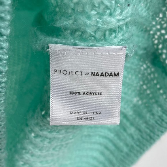 Project Naadam XS Sweater Pullover Bell Sleeve Tie Mint Green Open Knit Acrylic - Picture 9 of 11
